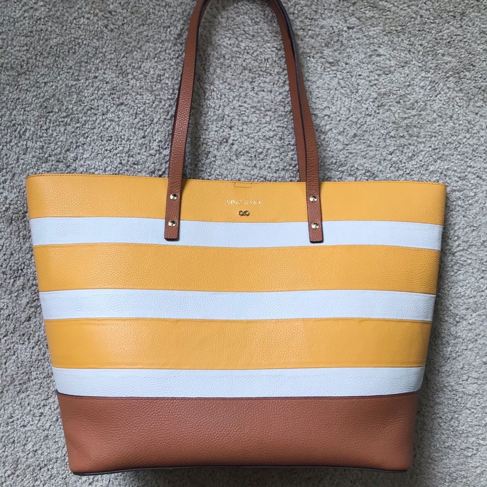 Cole Haan Beckett Tote Bag Striped Yellow/White